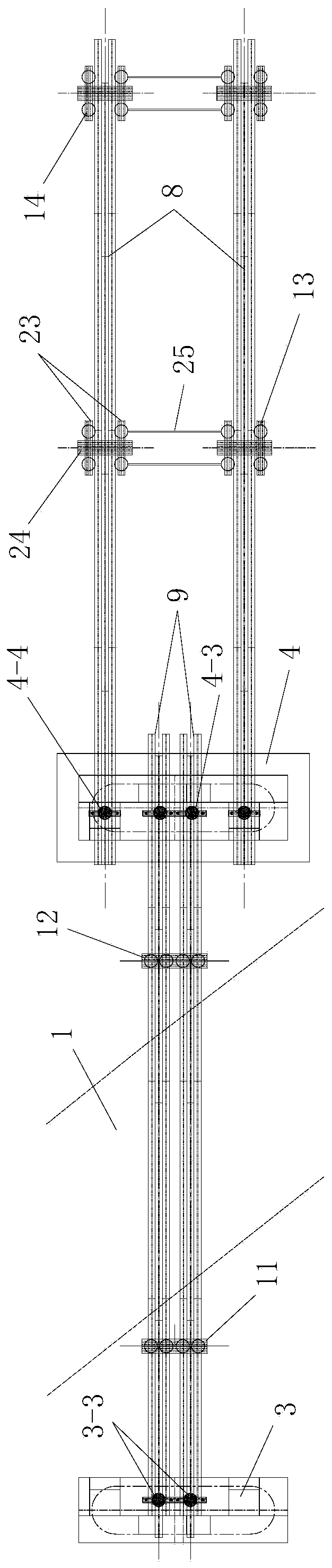 Existing-road-crossing cast-in-situ trough beam three-point sliding jacking construction method