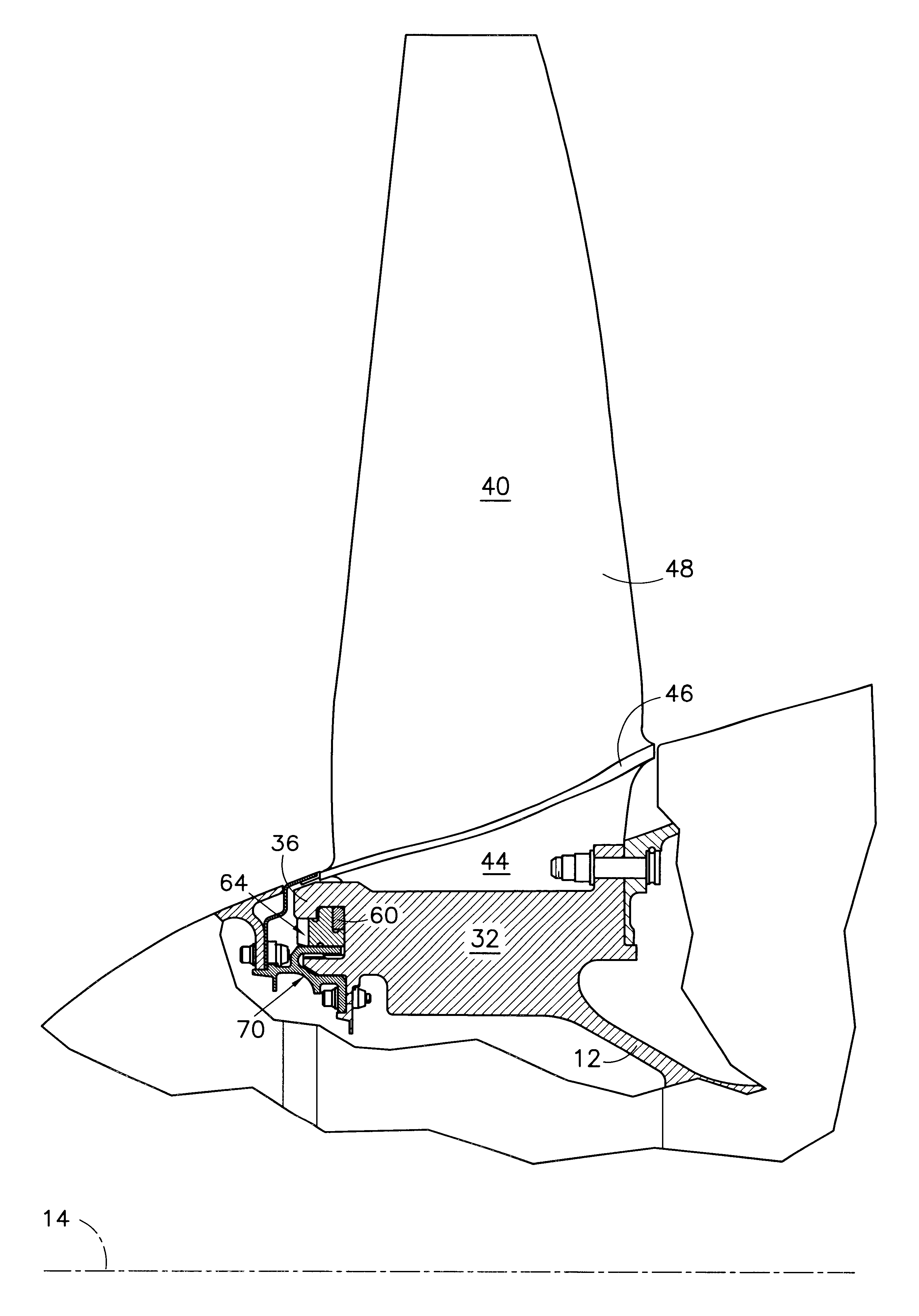 Chamfered attachment for a bladed rotor