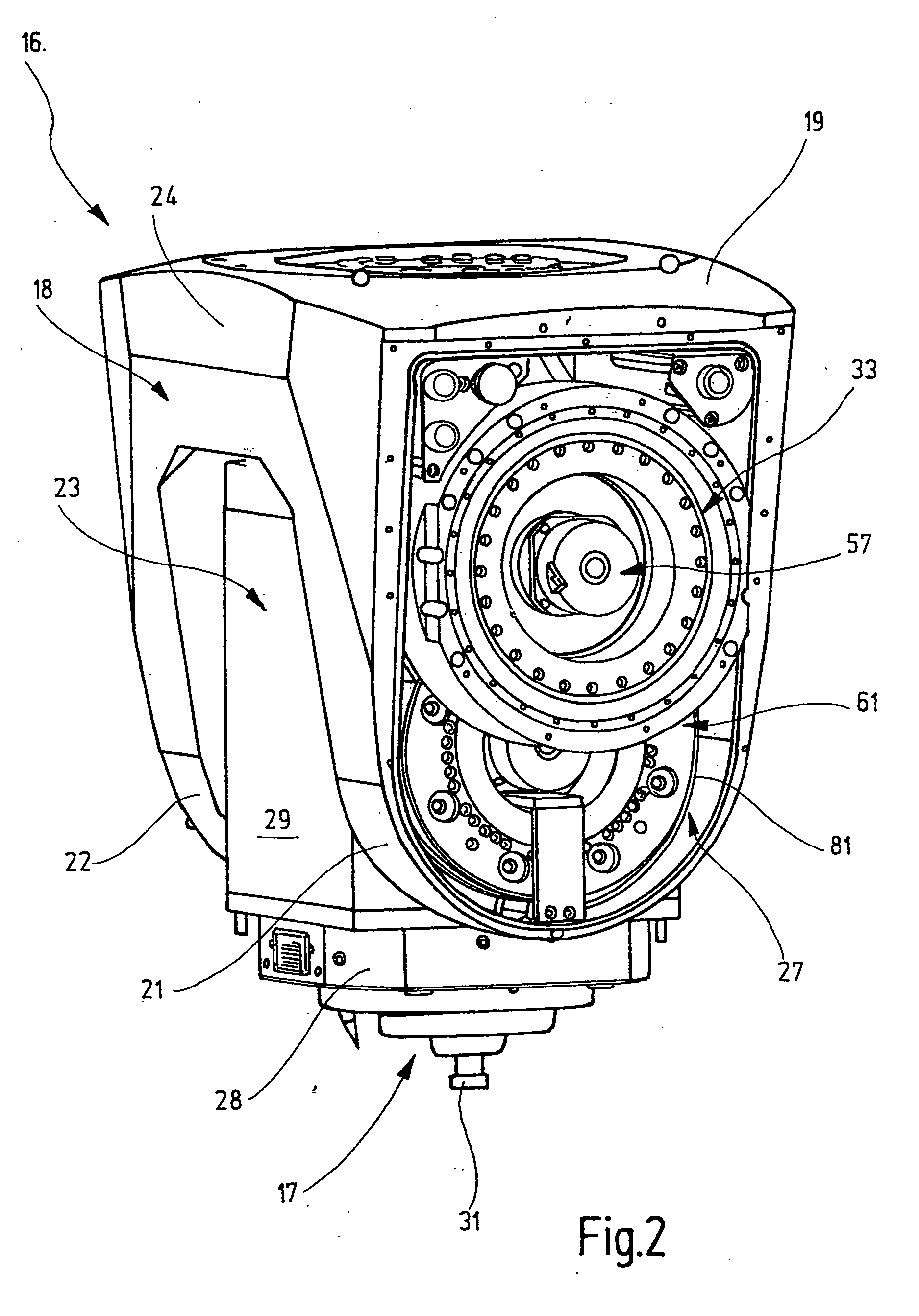 Mobile milling head with torque motor drive