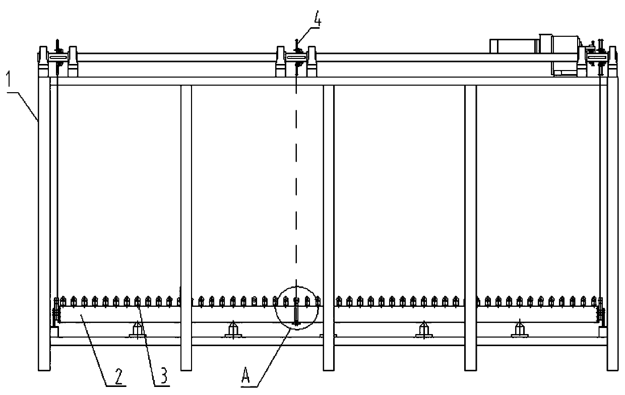 Soft shaft support device of glass bent tempering equipment