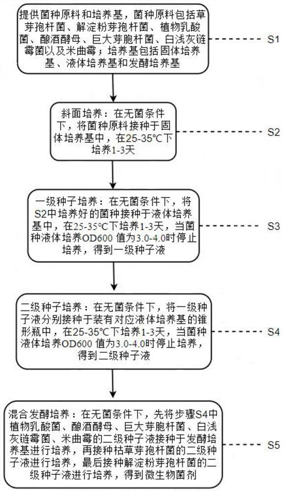 Microbial inoculum with high salt tolerance and oil degradation rate and preparation method thereof