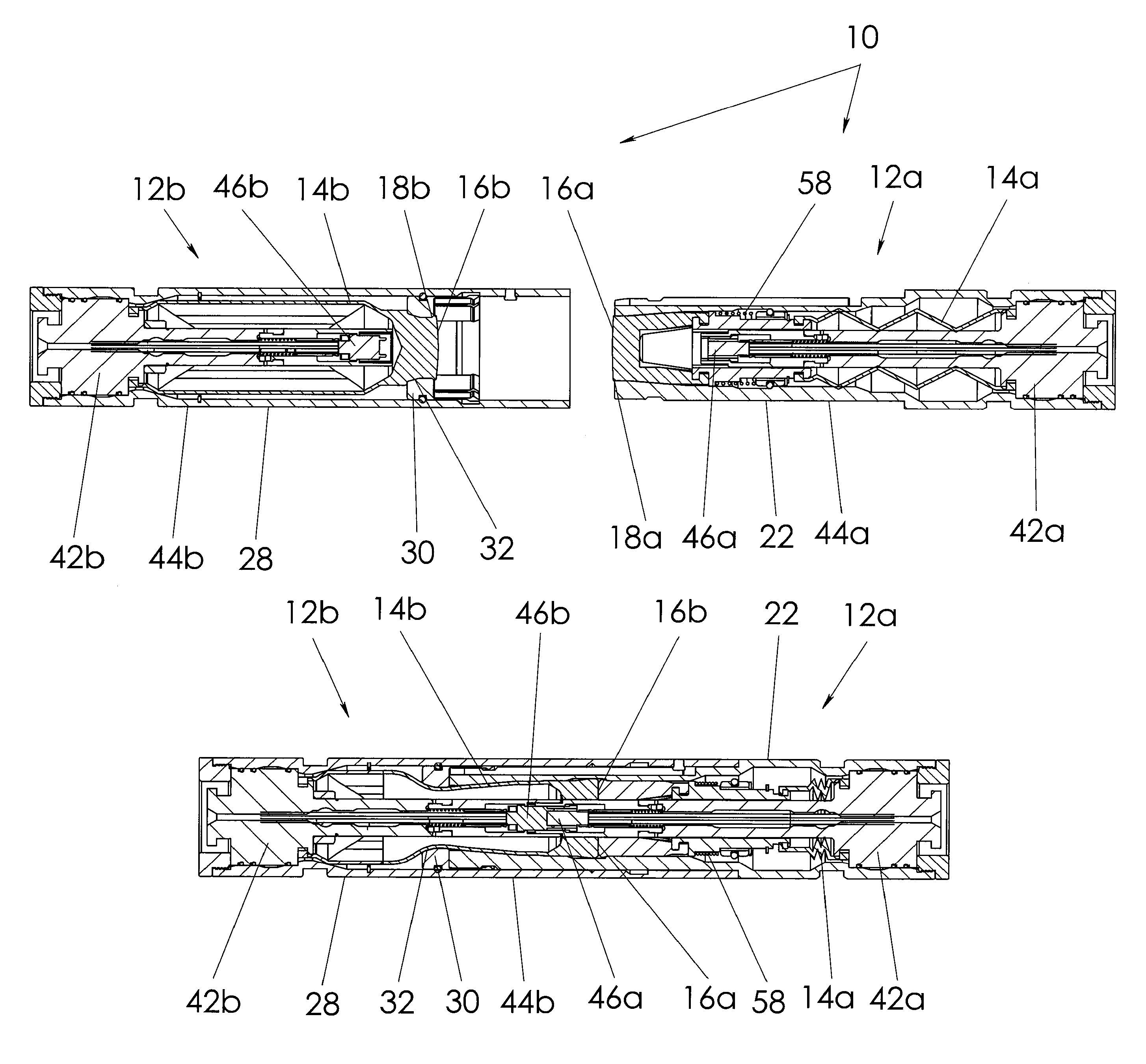 Connector including interlocking assembly and associated methods