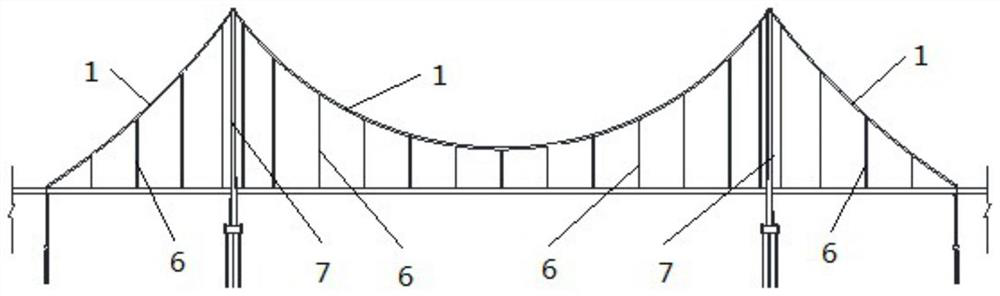 A suspension bridge suspension cable vibration reduction system