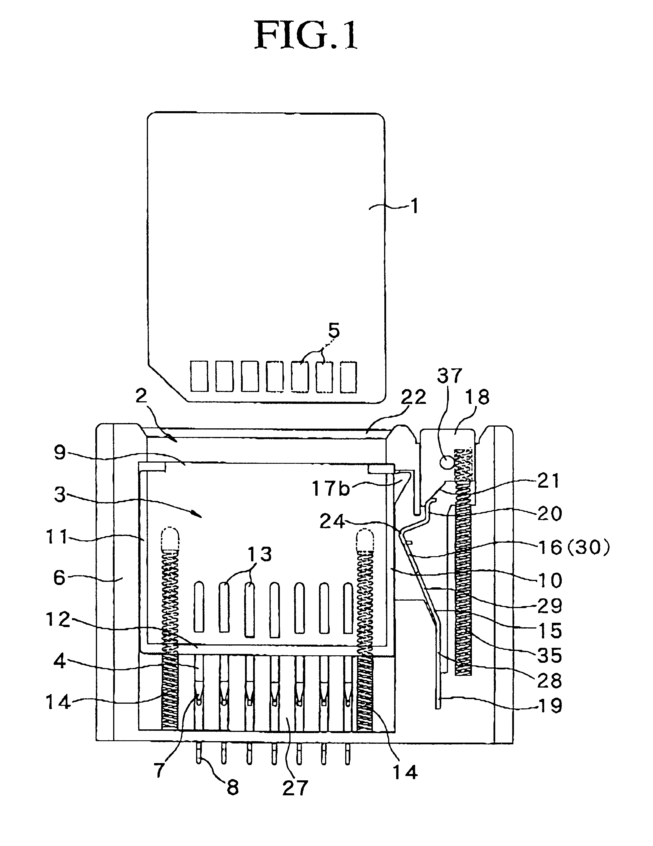 Lock and lock releasing mechanism in IC card connecting mechanism