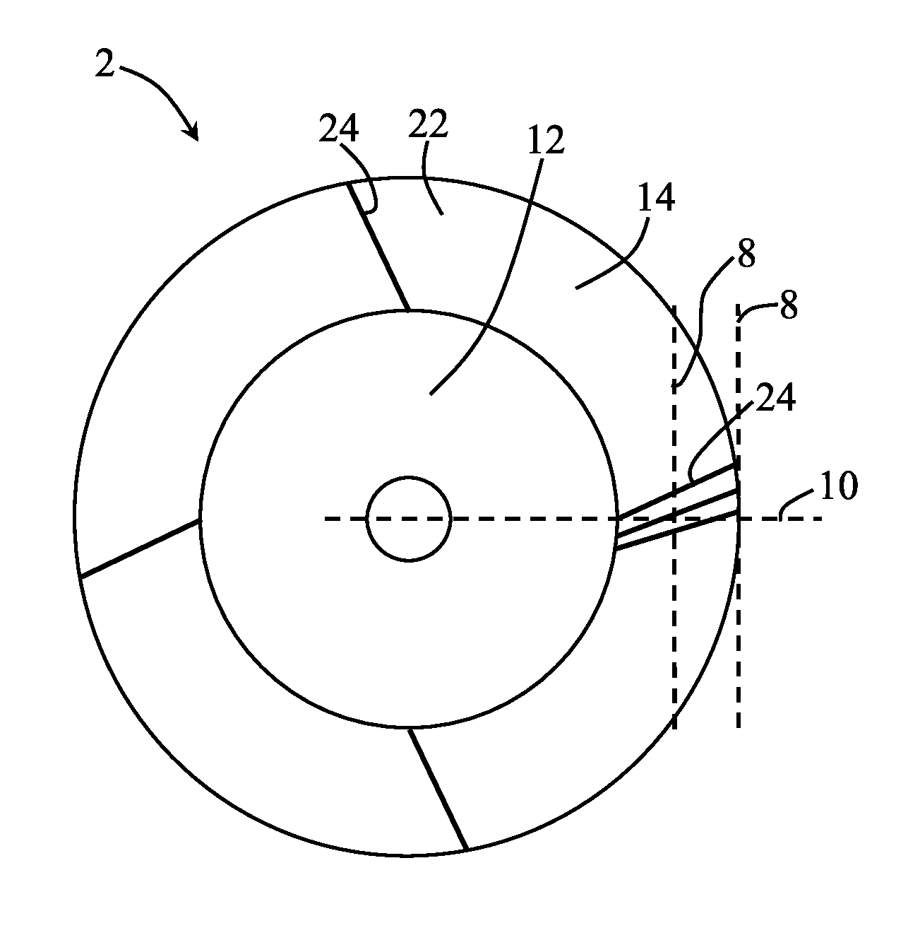 Rotating X-ray anode with an at least partly radially aligned ground structure