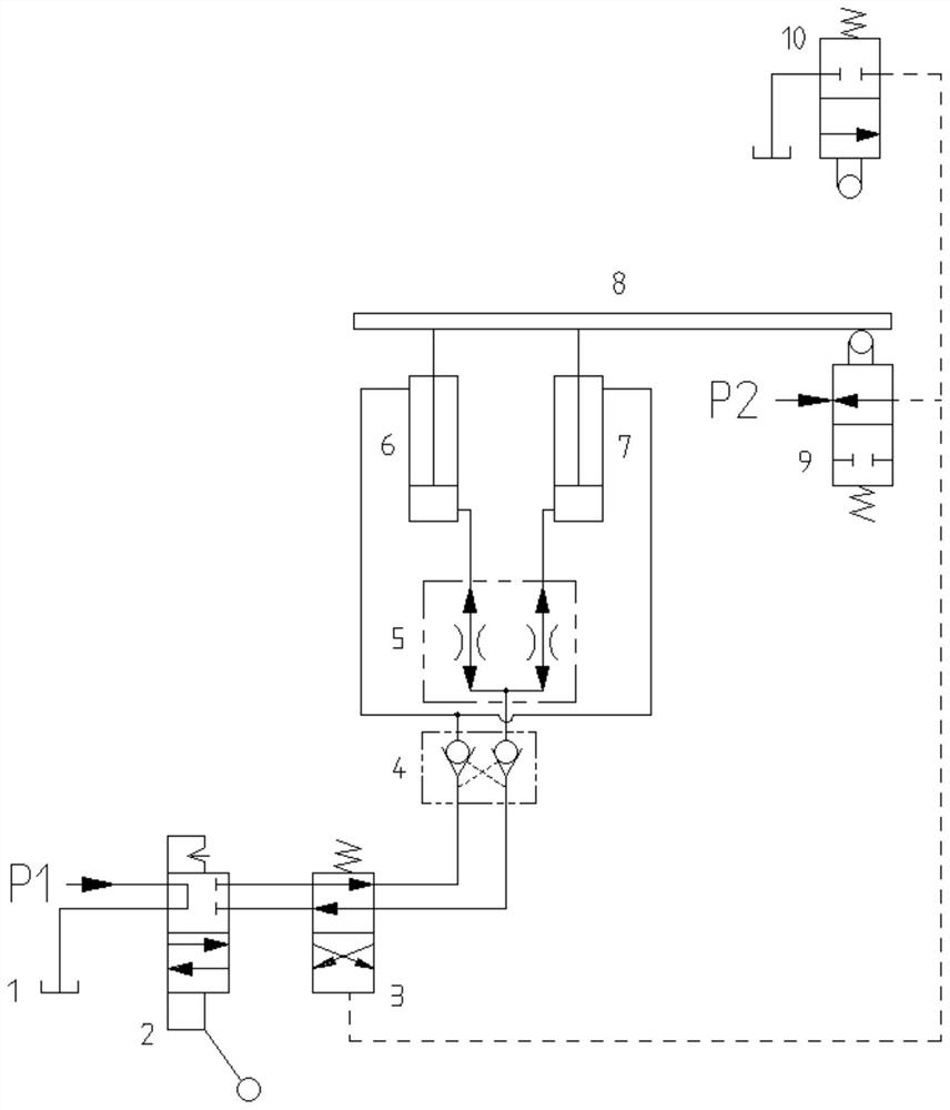 Synchronous and continuous drill rod conveying hydraulic system with locking function