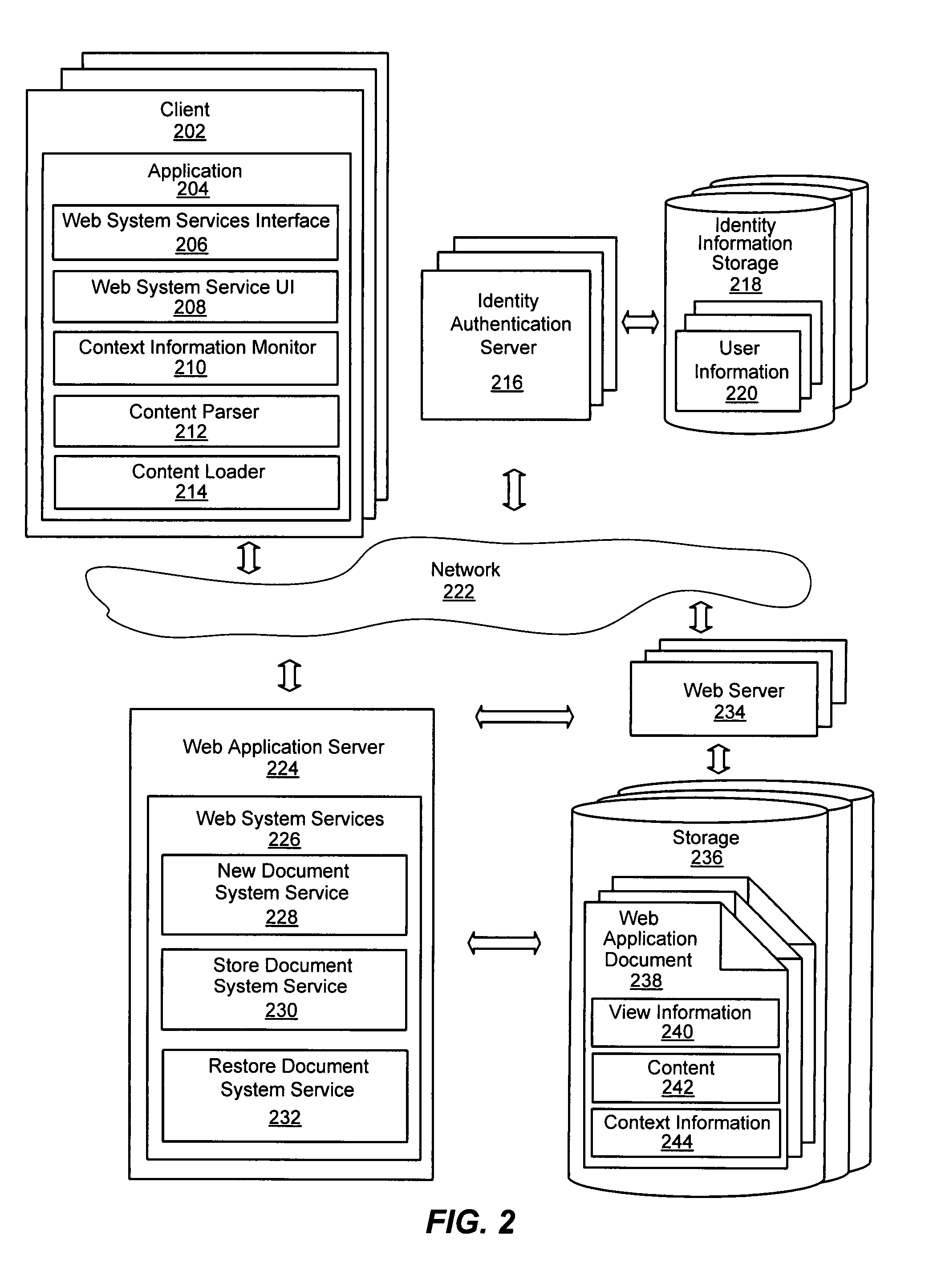 System and method of storing data and context of client application on the web