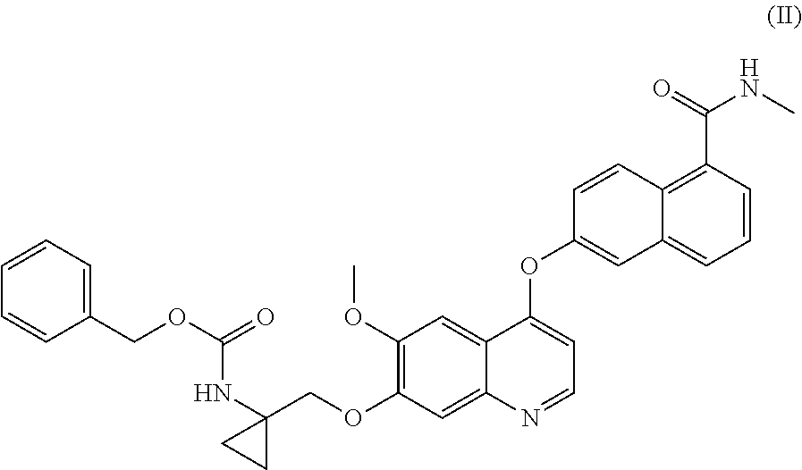 Process for the preparation of 6-(7-((1-aminocyclopropyl)methoxy)-6-methoxyquinolin-4-yloxy)-n-methyl-1-naphthamide and synthetic intermediates thereof