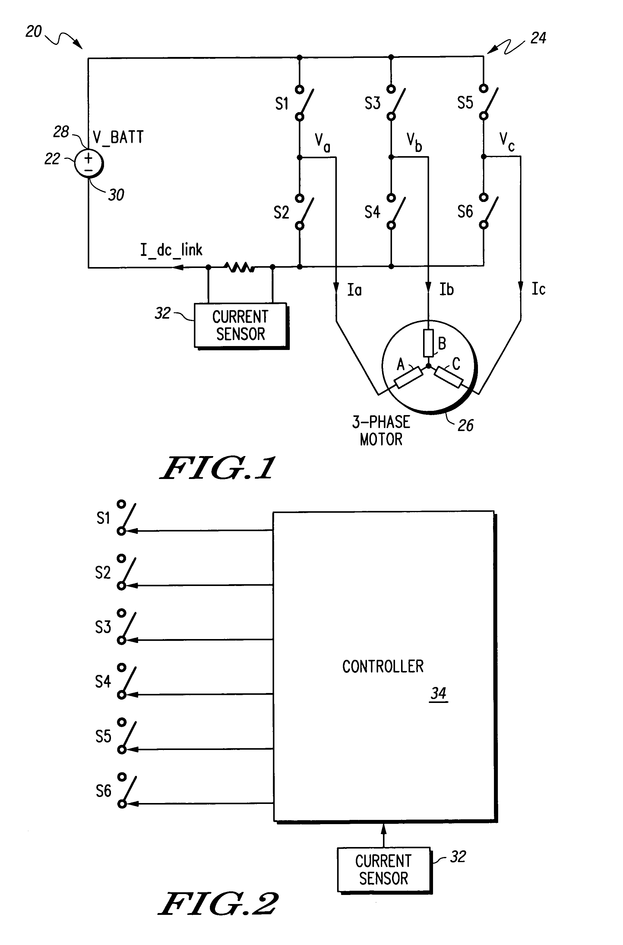 Damping control in a three-phase motor with a single current sensor