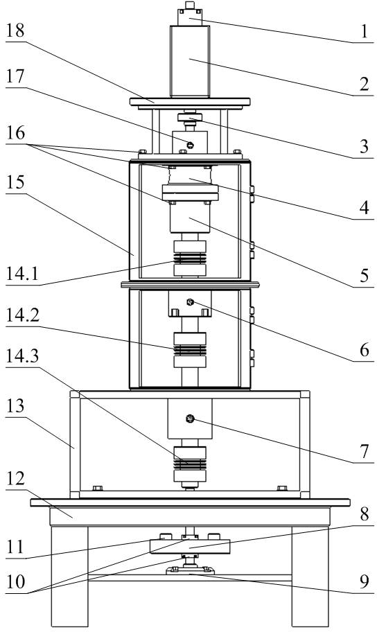 Vertical experiment table for precise performance test of small-tooth-difference planetary reducer