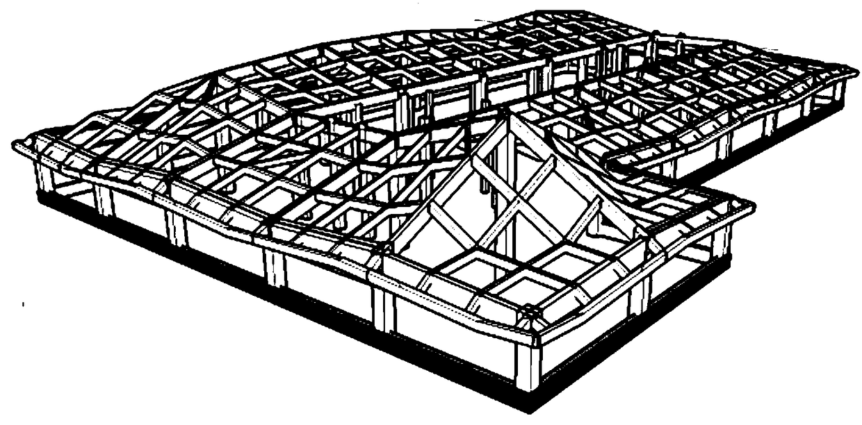 Cast-in-situ concrete construction method of folding-type roof