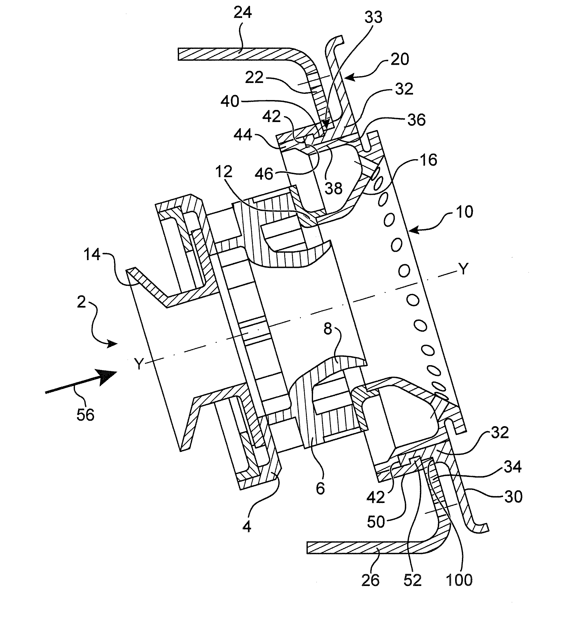 System of attaching an injection system to a turbojet combustion chamber base and method of attachment
