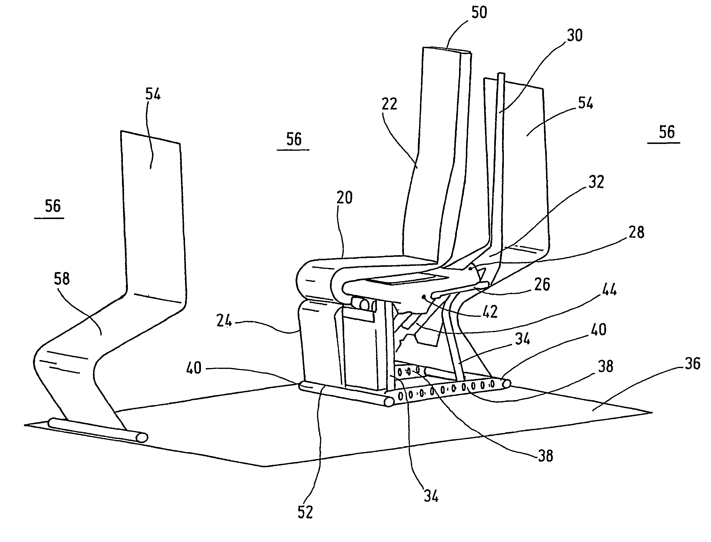Vehicle seat with seating components adjustable within a spatial constraint