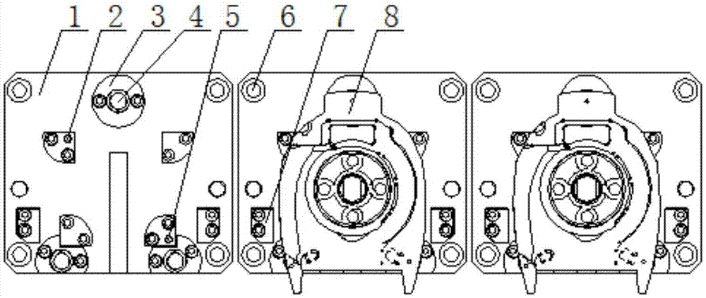 Positioning and clamping equipment having air detection function, arranged on four-axis machine tool and used for compressor cylinder finish machining