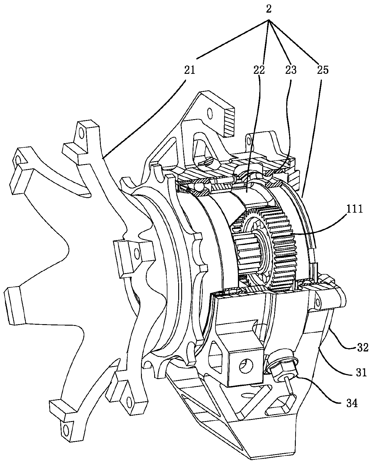 A wheel-side planetary gear reduction device for electric formula racing car