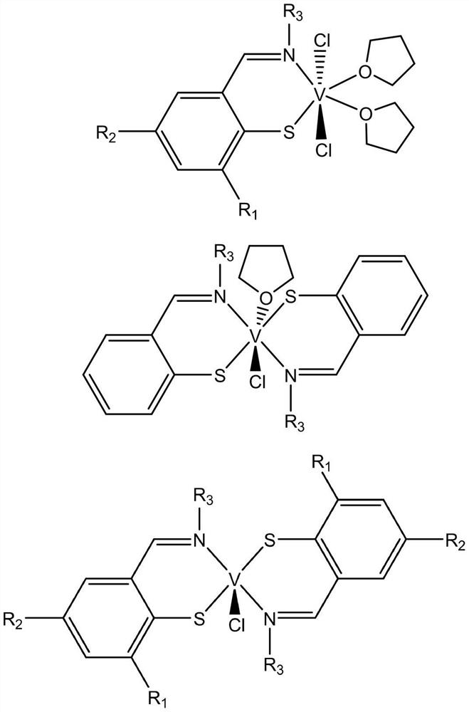 Preparation method and application of mono-and bis-phenylthioimine vanadium olefin polymerization catalyst