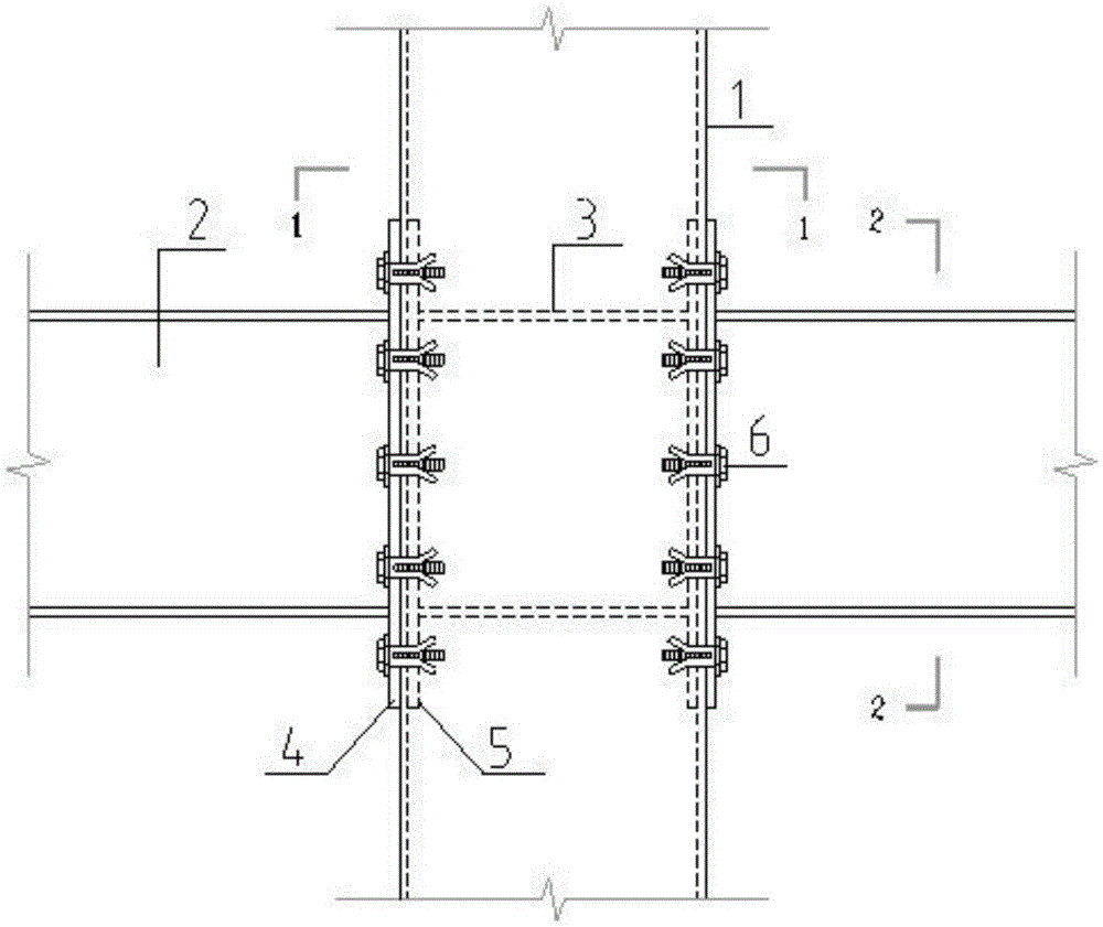 One-way bolt connection node between rectangular steel pipe concrete column and H-type girders
