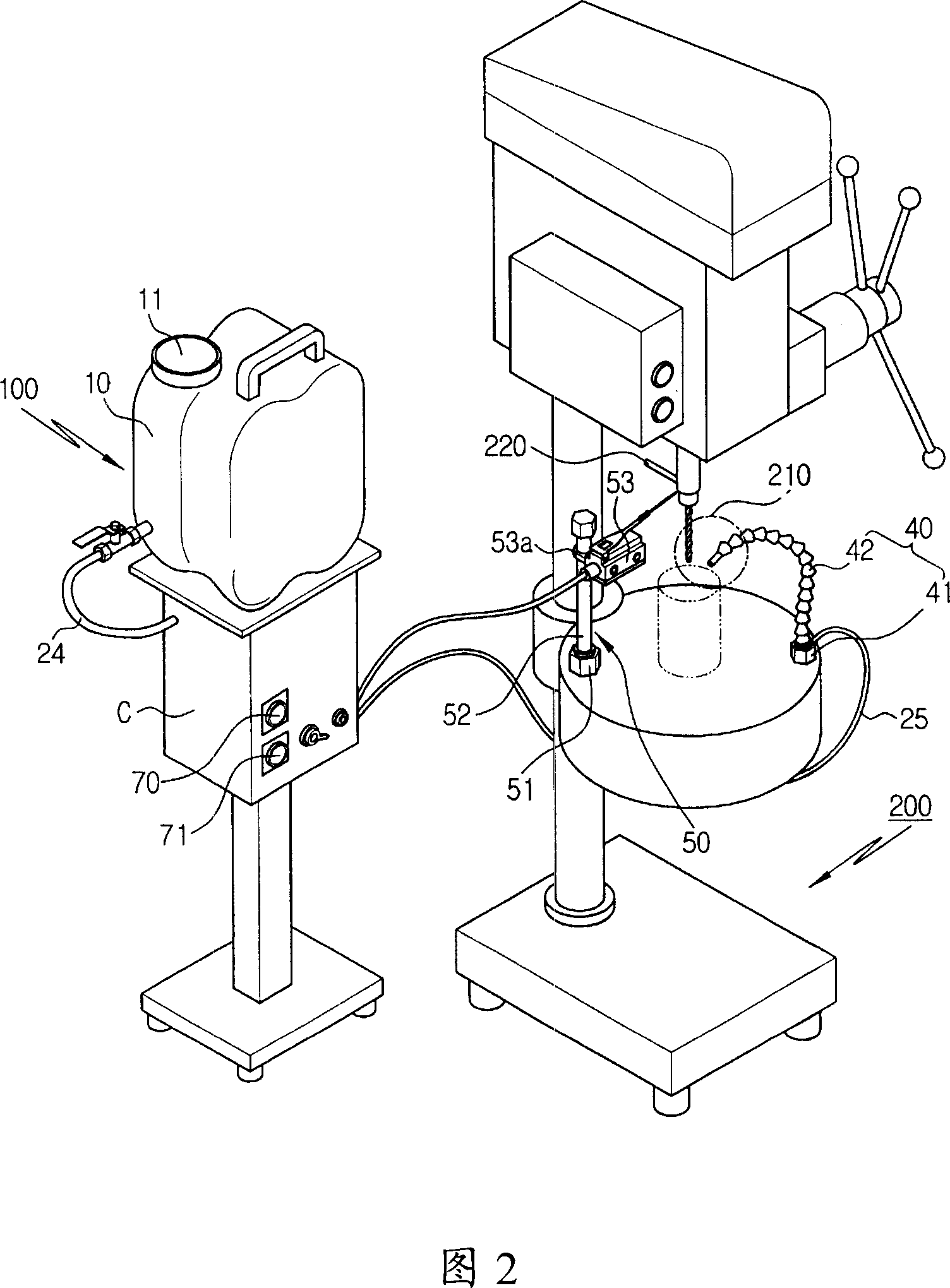 A portable apparatus for suppling cutting oil