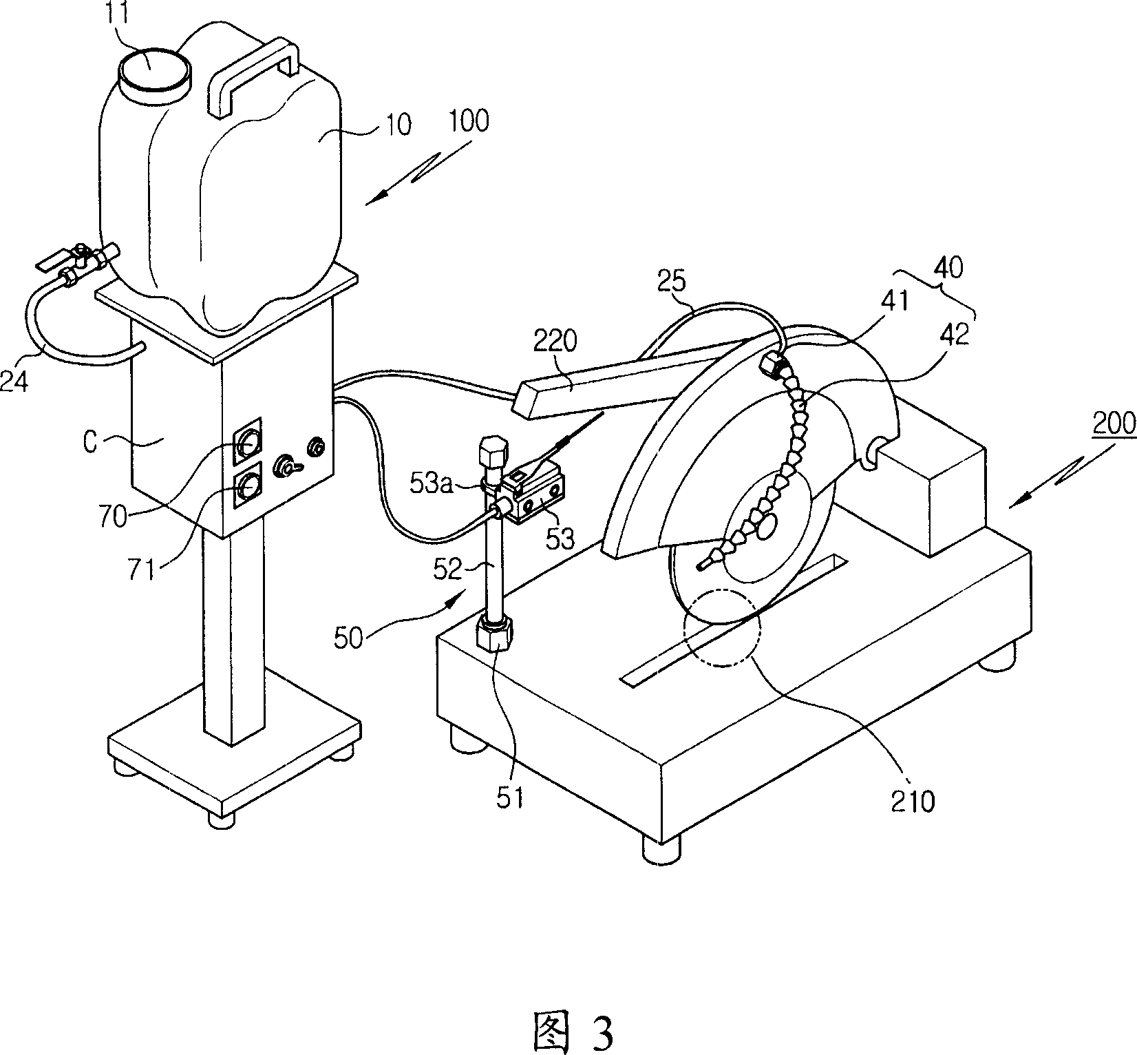 A portable apparatus for suppling cutting oil