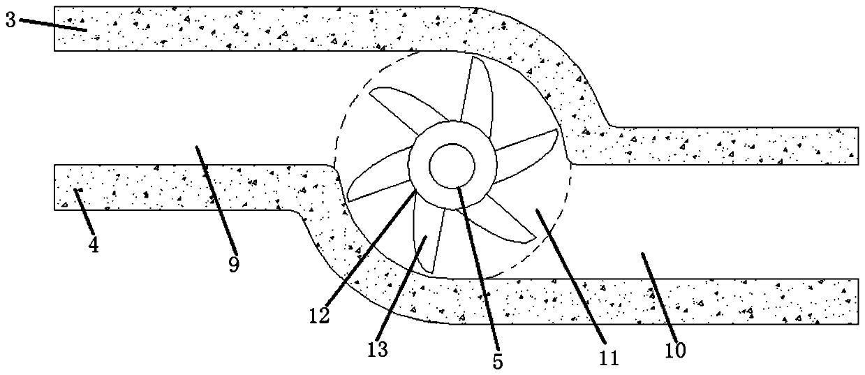 A tidal power generation device with catenary blades