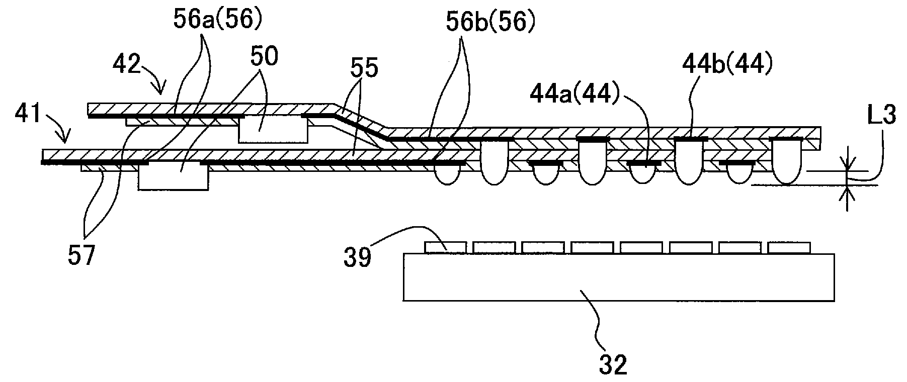 Flexible wiring member, liquid droplet jetting head, and method for connecting flexible wiring member and device