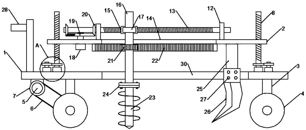 Soil-turning and trench-digging integrated device for agricultural sowing
