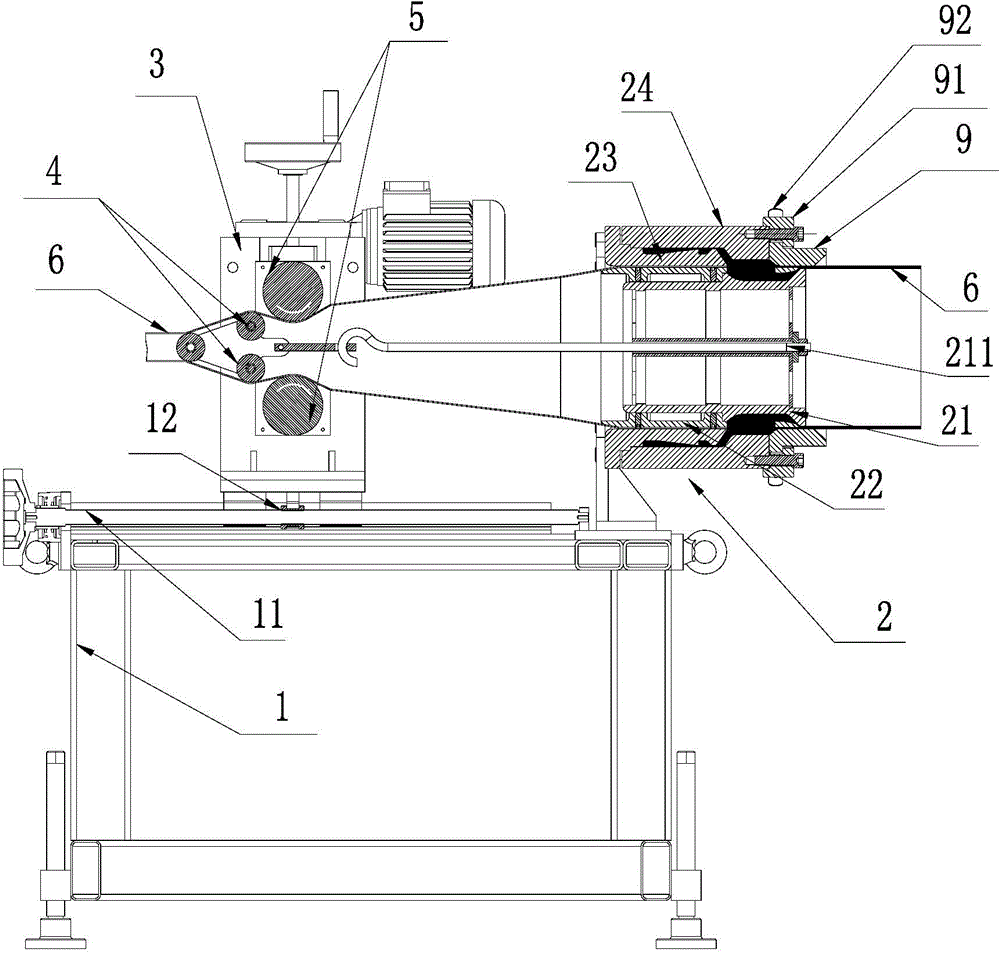 Cladding device used for multilayer composite braided fiber ringlike bands