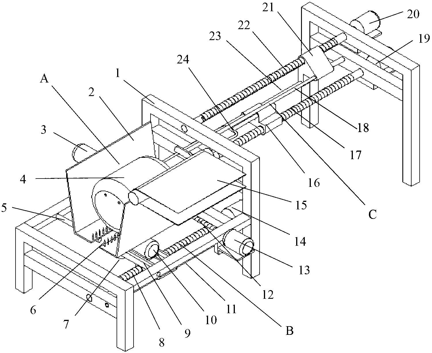 Packaging bag unpacking device capable of binding materials