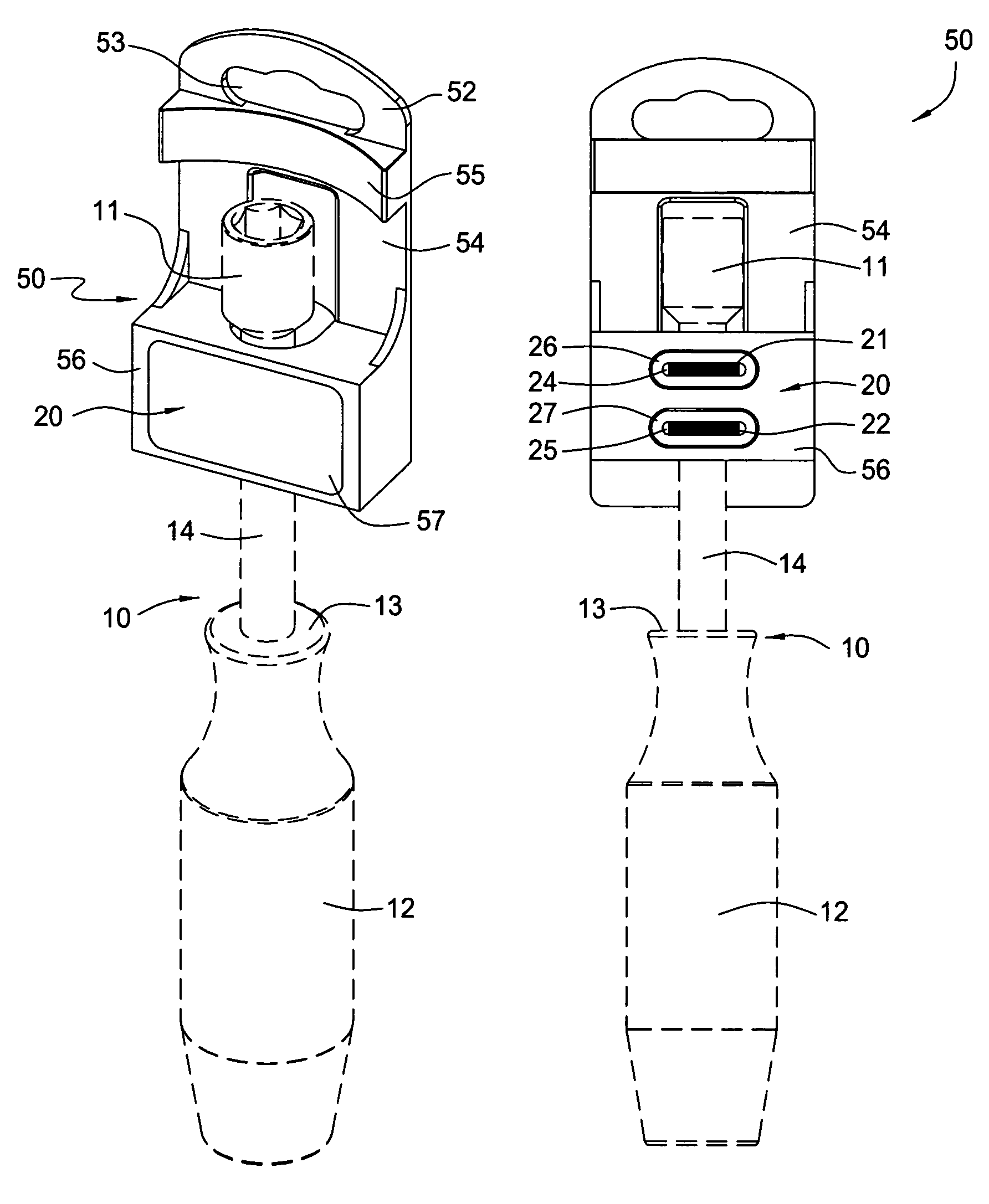 Tool securing mechanism for hangtag assembly