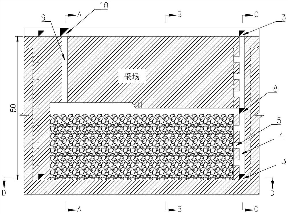 A method and structure for shallow hole ore retention and subsequent filling mining with combined mining of inner and outer courtyards