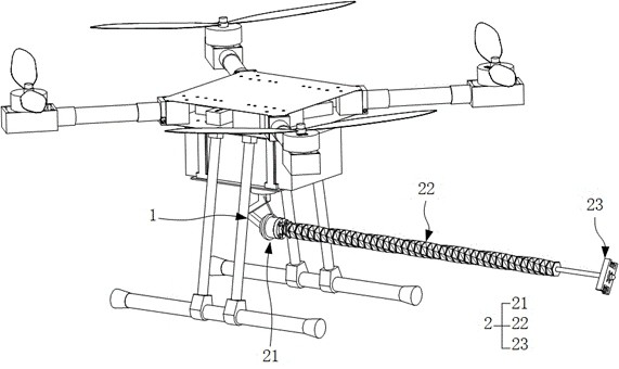 Boiler wall thickness detection arm with origami telescopic rod for unmanned aerial vehicle inspection