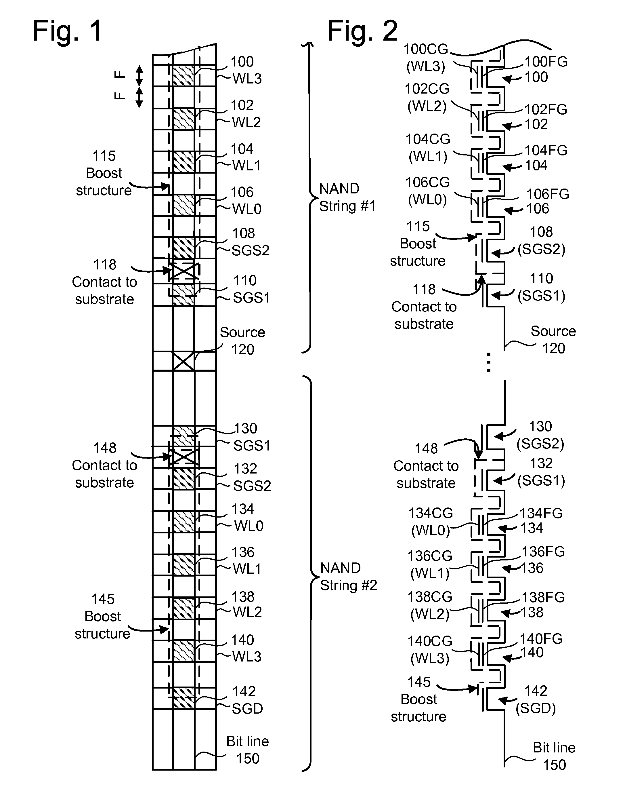 Operating non-volatile memory with boost structures