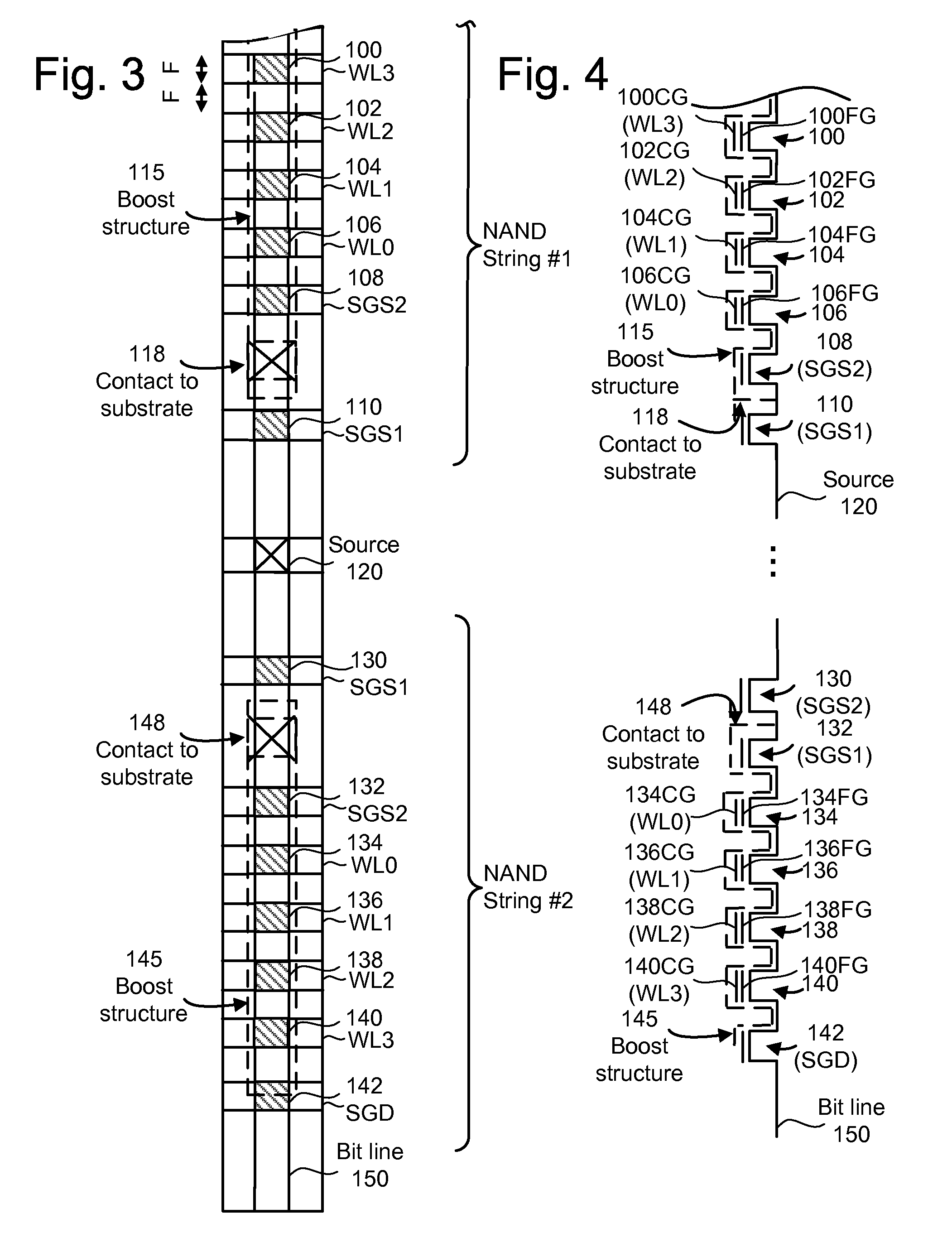 Operating non-volatile memory with boost structures