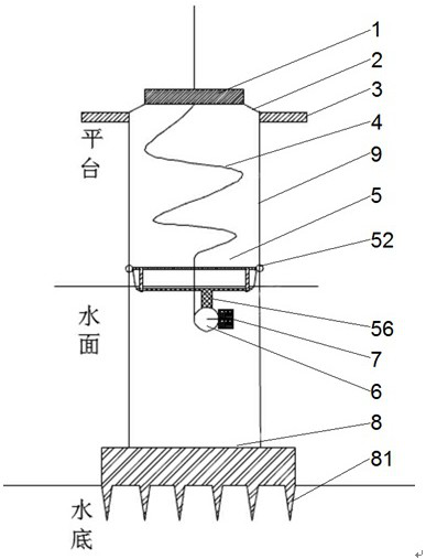 Water sampling device for marine environment online monitoring system and mounting method