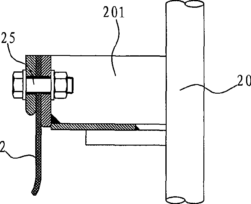 Inlet sealing and connecting device for exhaust-heating boiler
