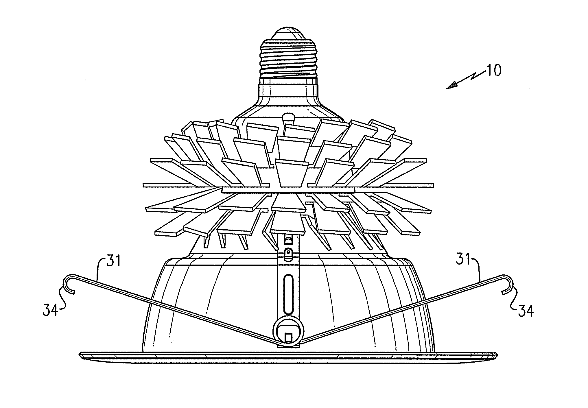 Lighting device with one or more removable heat sink elements