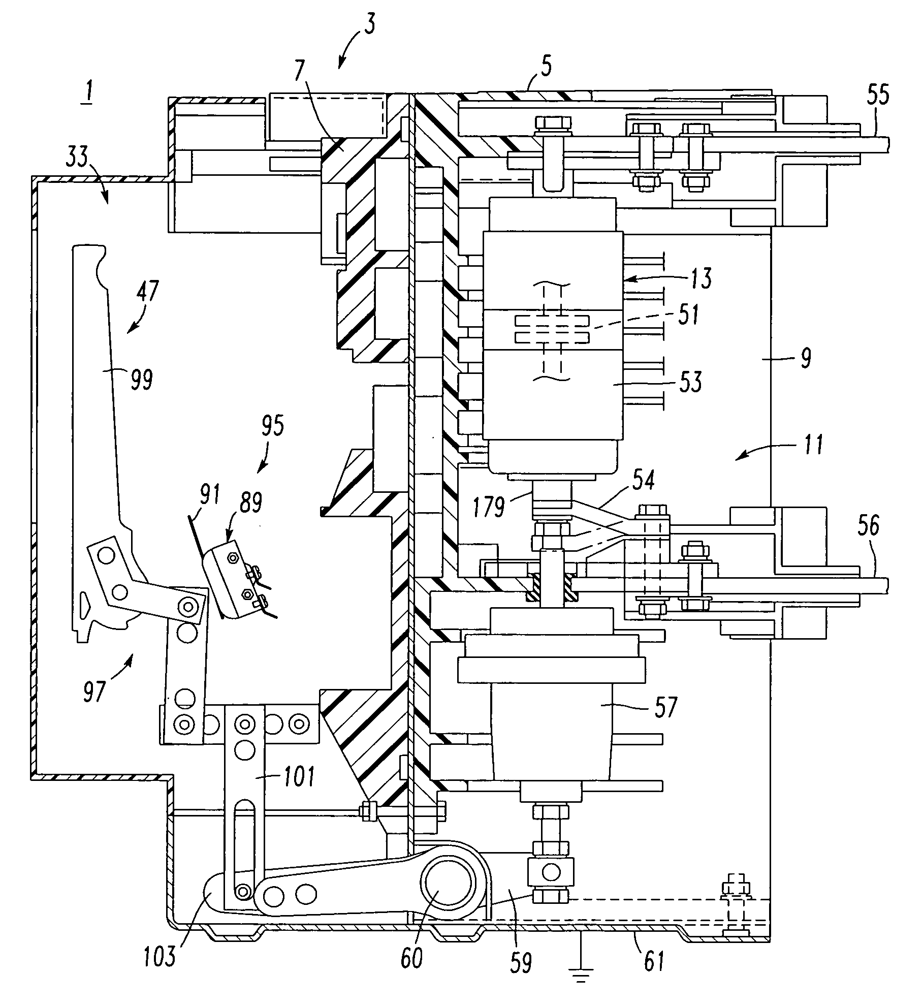 Circuit interrupter including linear actuator and manual pivot member