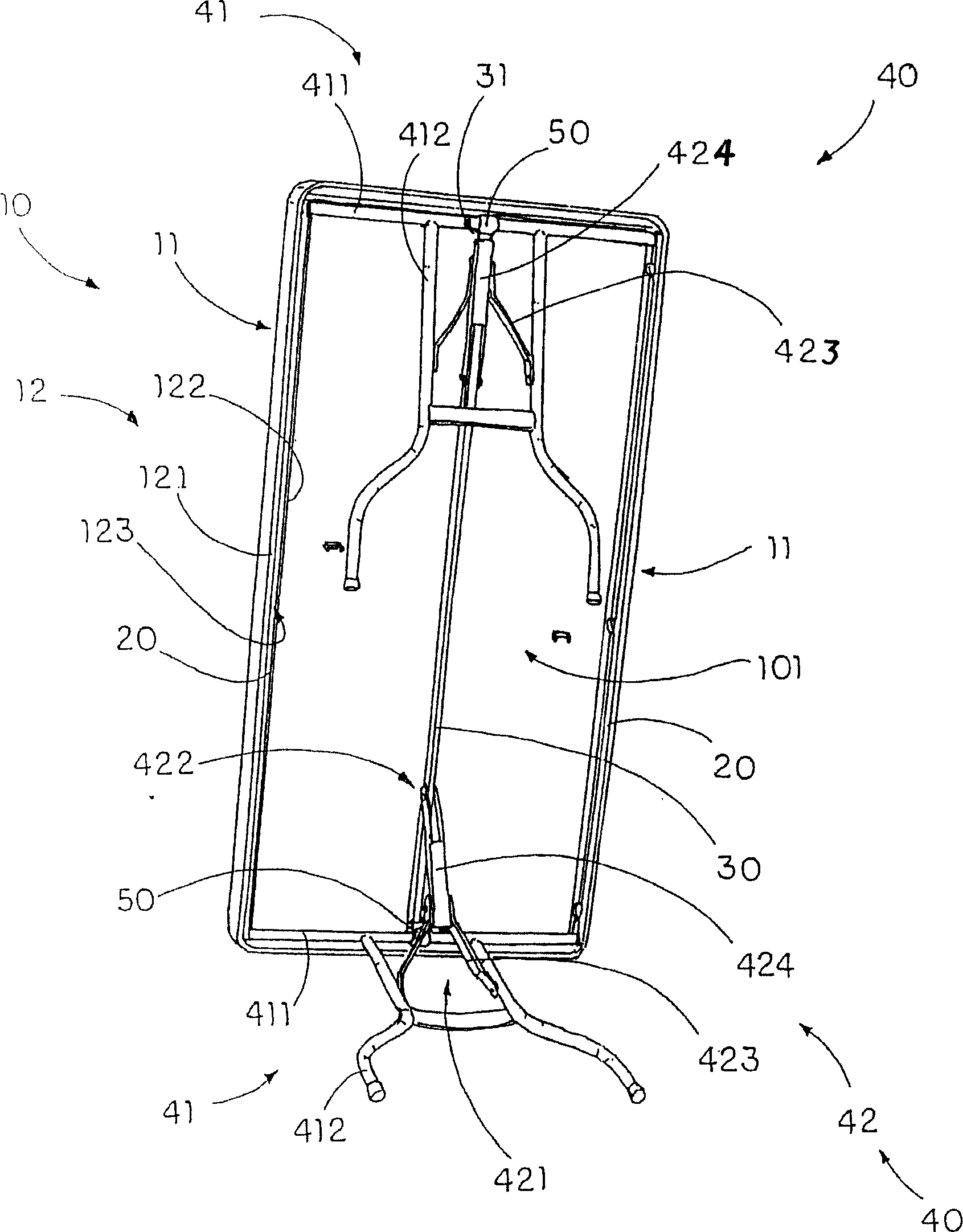 Foldable table with longitudinal mid-support arrangement