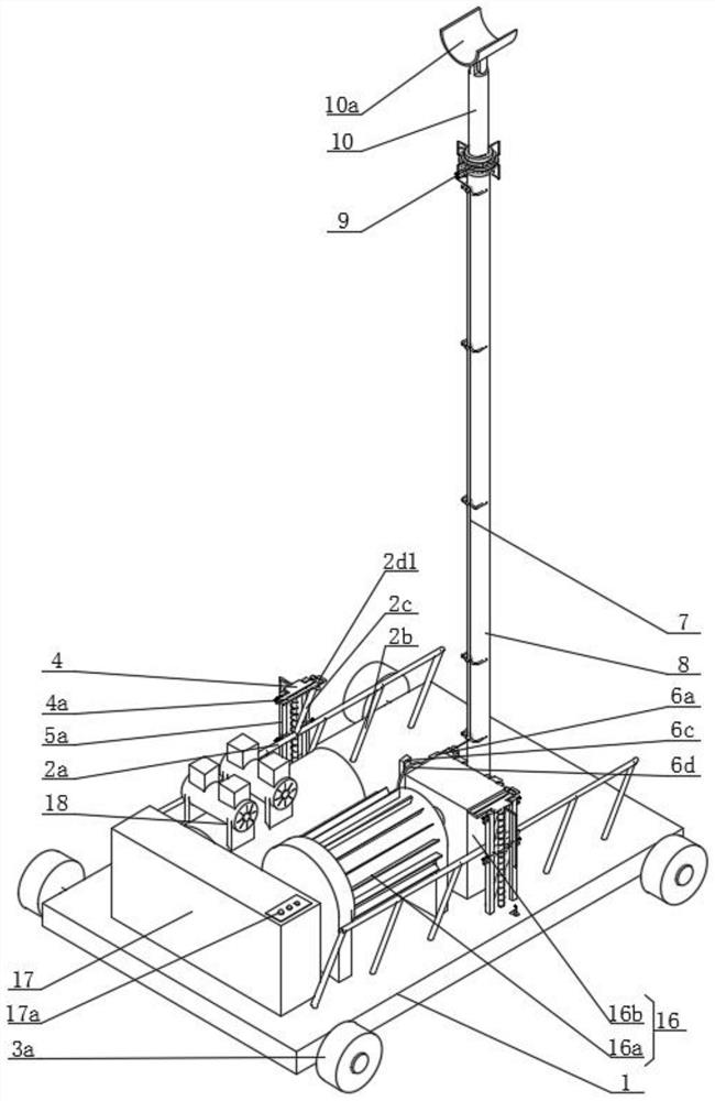 A tilting utility pole straightening device