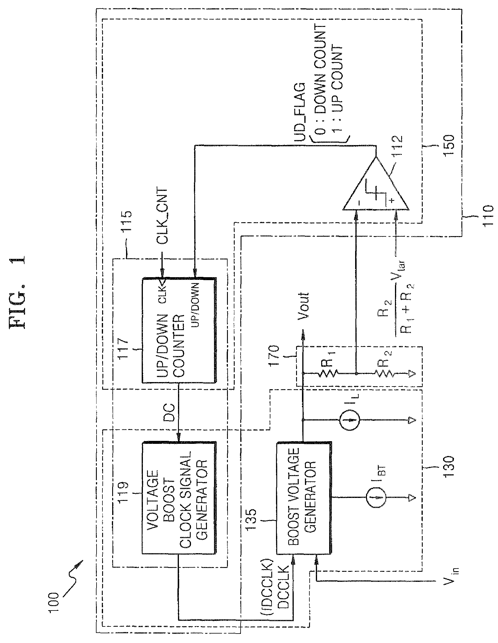Voltage boost circuit and voltage boosting method using voltage boost clock signal with varying frequency
