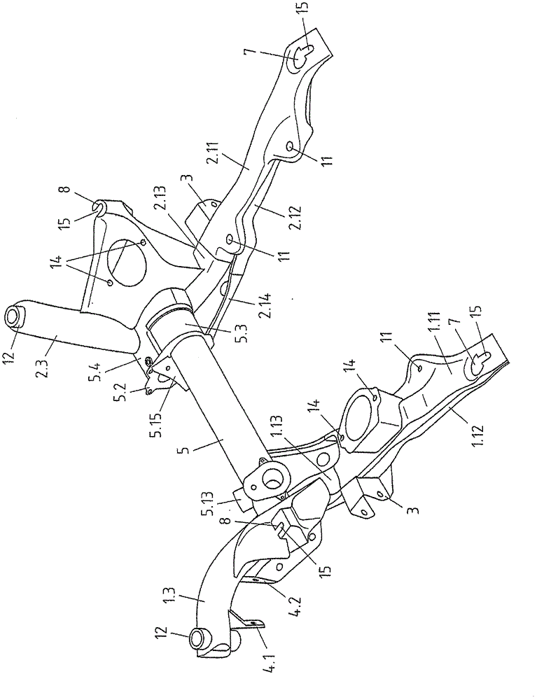 Front axle carrier with integrated steering box