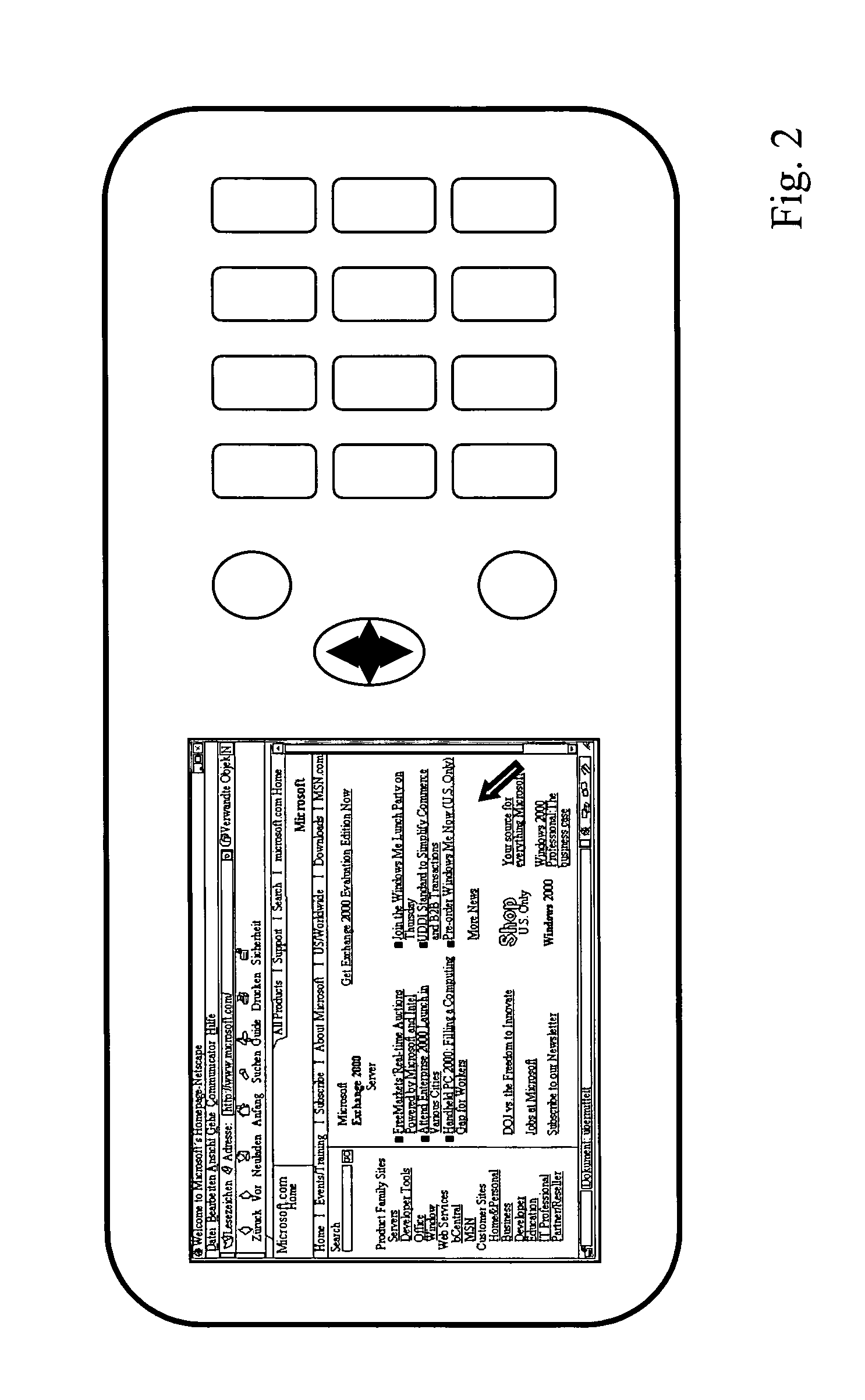 Method for the display of standardized large-format internet pages with for example HTML protocol on hand-held devices with a mobile radio connection