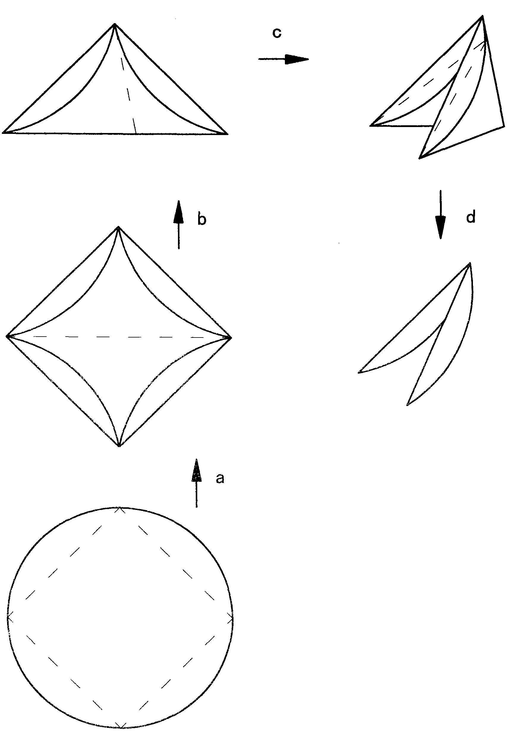 Paper folding and shaping process using circular paper sheets and product thereof