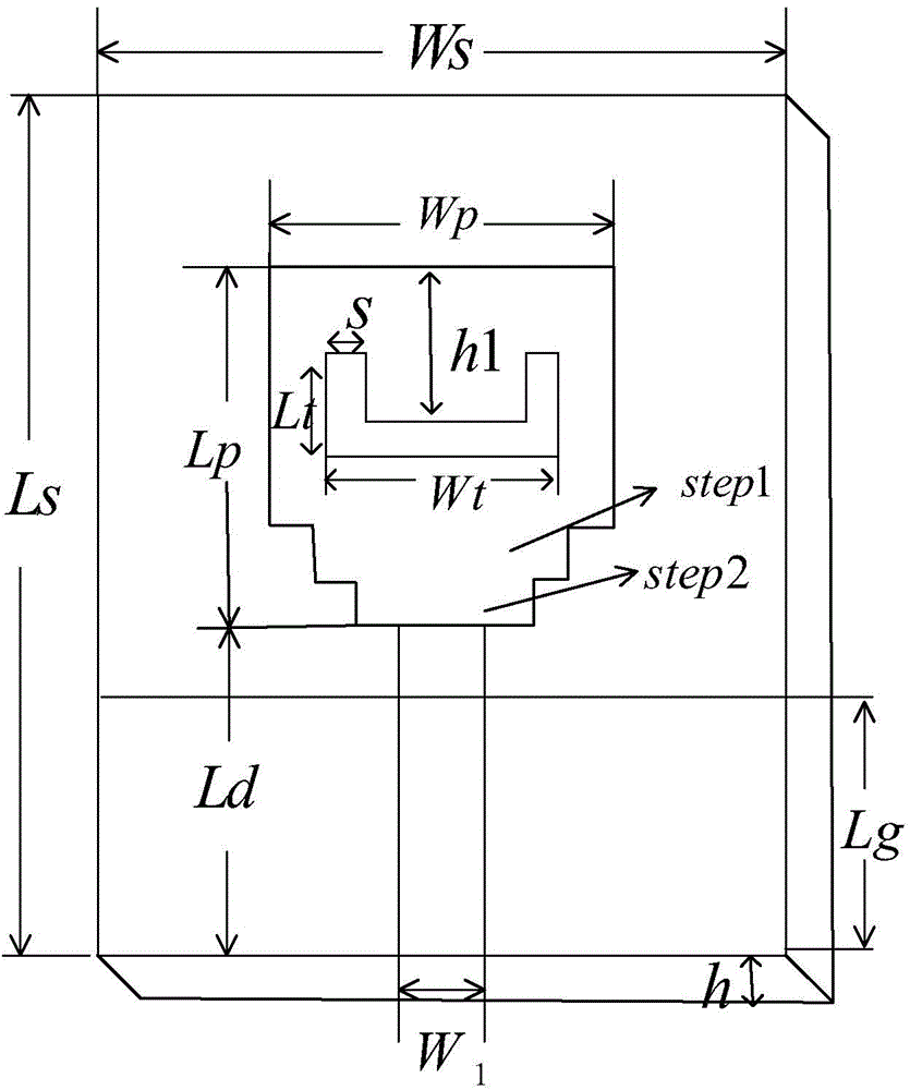 Ultra wideband antenna based on gradient step structure