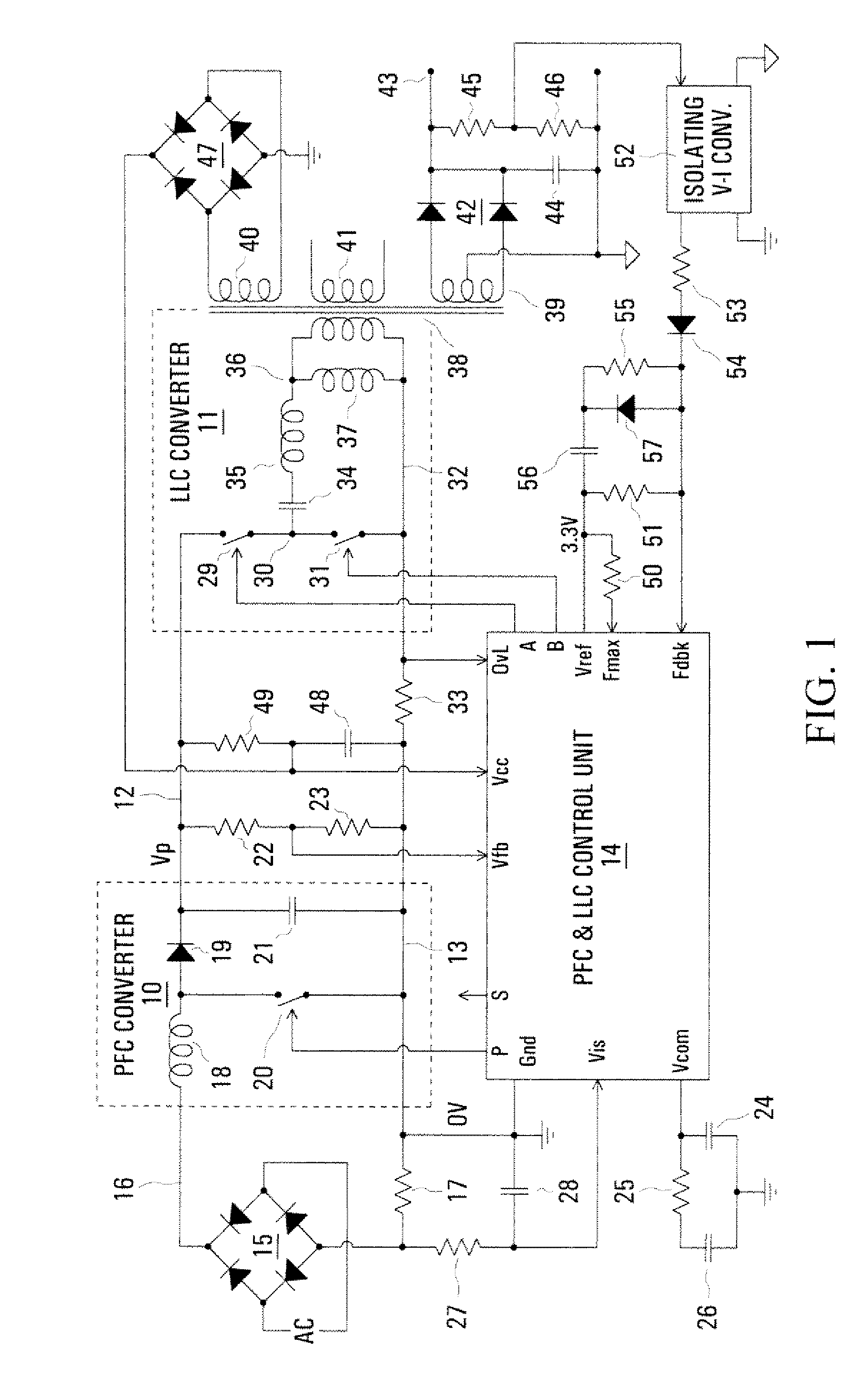 Control arrangement for a pfc power converter