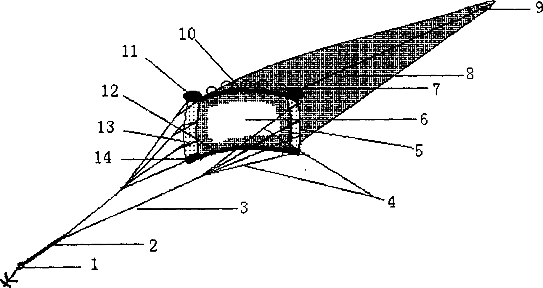Sail type net mouth scissoring and assembling method
