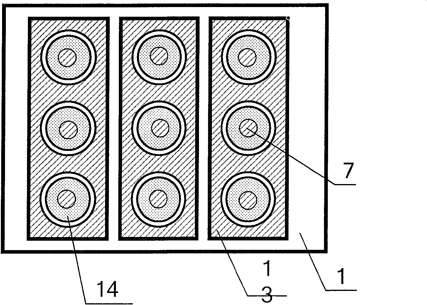Flat panel display with bevelled grid controlled cathode structure in truncated cone form, and fabricating technique thereof