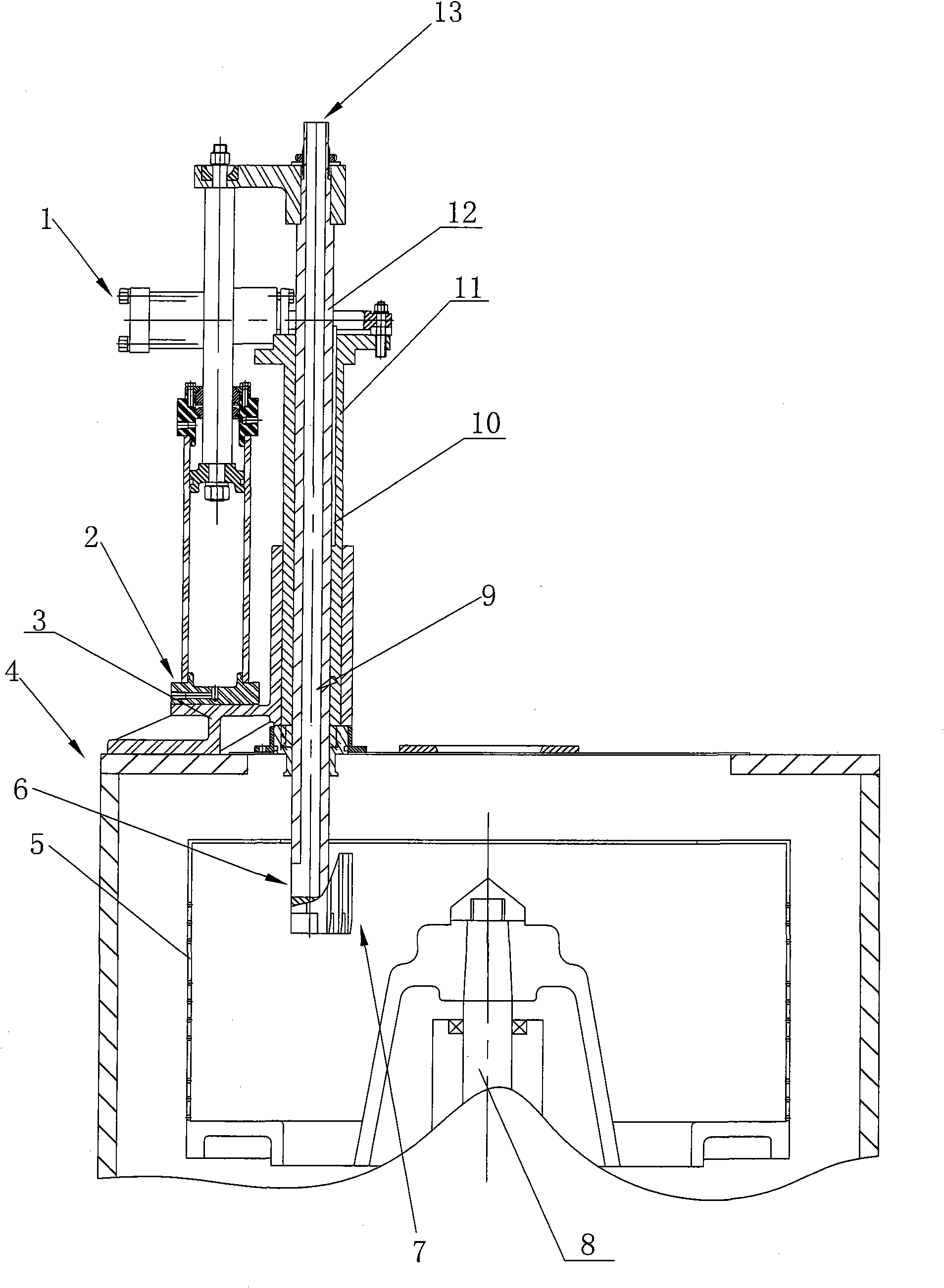 Distributing and discharging device for centrifuge