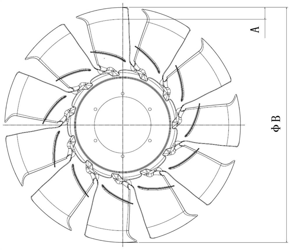 Fan provided with bent blades