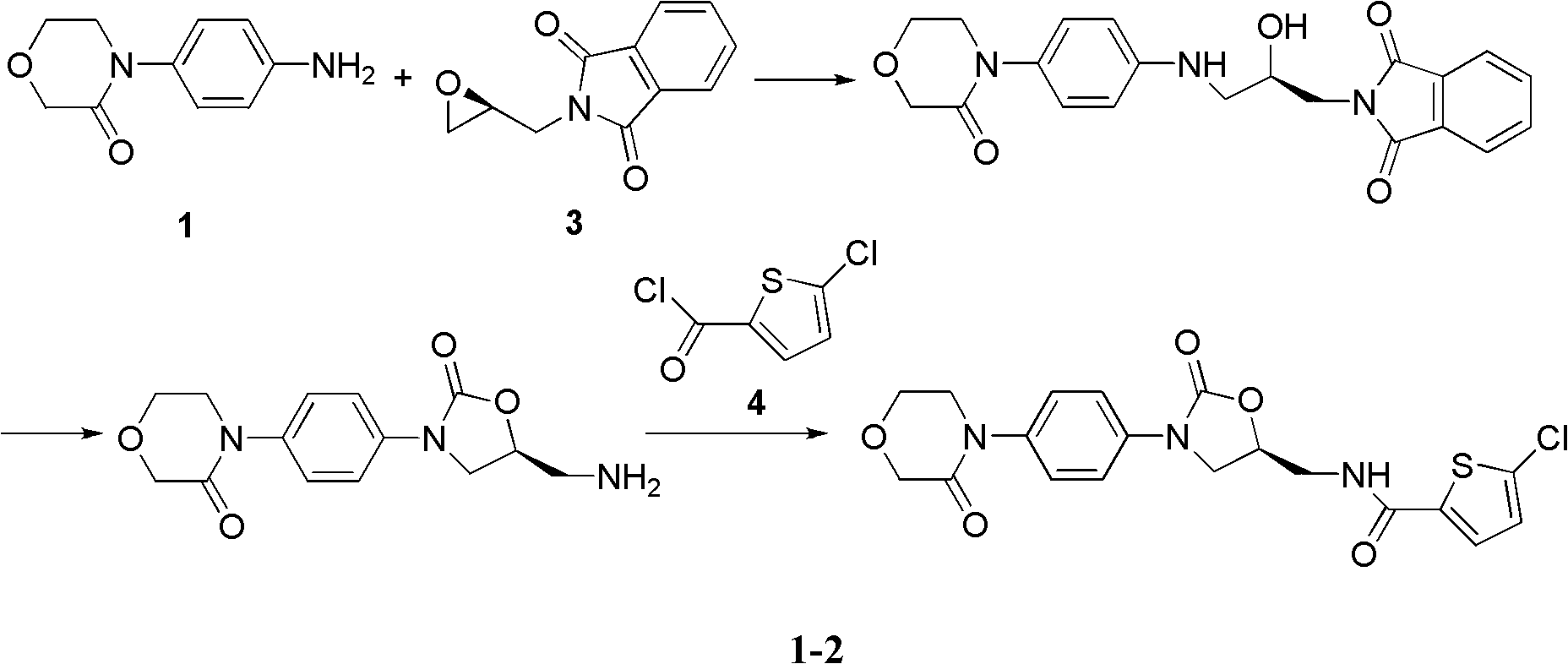 4-(4-amion phenyl)-3-morpholone intermediate amide and synthesis method and application thereof